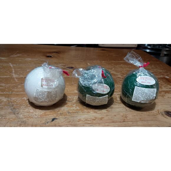 Vintage 3"L Robert Alan Church & Angel Christmas Holiday Round Ball Candles Set - Picture 2 of 3